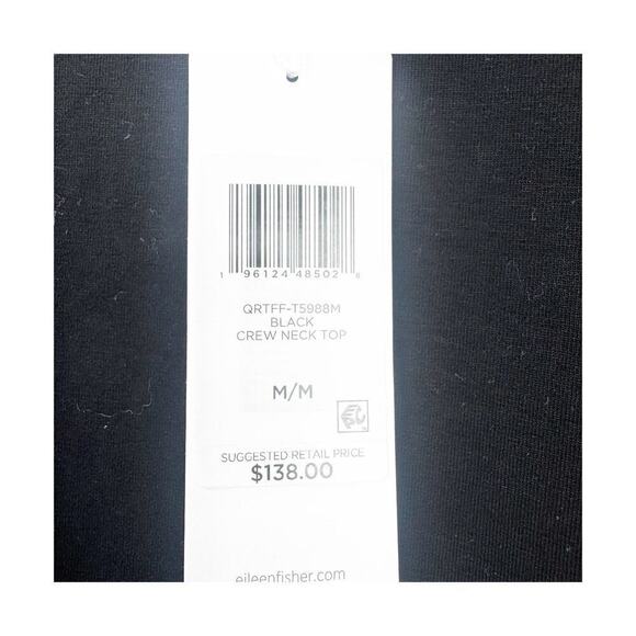 Eileen Fisher Stretch Jersey Knit Crew Neck Top Long Sleeve Black Size M NWT - Picture 8 of 11